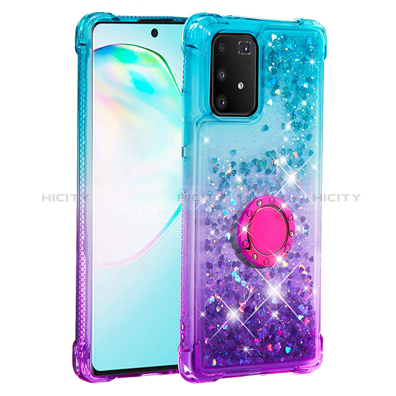 Samsung Galaxy S10 Lite用シリコンケース ソフトタッチラバー ブリンブリン カバー アンド指輪 S02 サムスン 