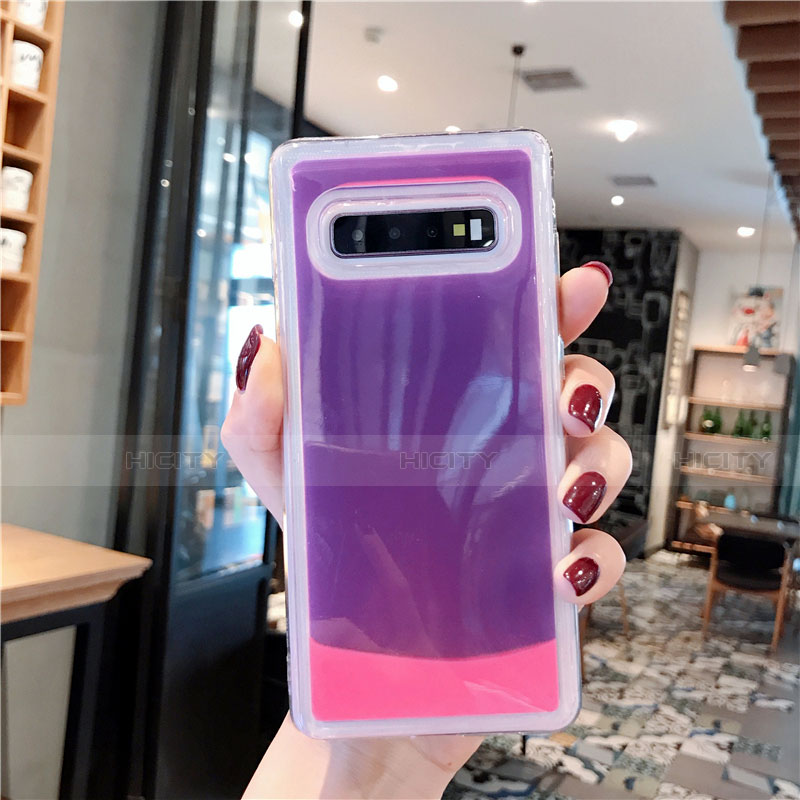 Samsung Galaxy S10 Plus用シリコンケース ソフトタッチラバー バタフライ パターン カバー K01 サムスン パープル