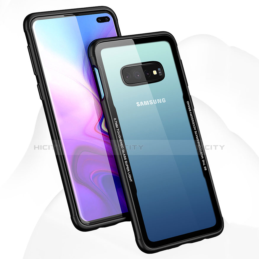 Samsung Galaxy S10 Plus用ハイブリットバンパーケース クリア透明 プラスチック 鏡面 カバー A01 サムスン ブラック