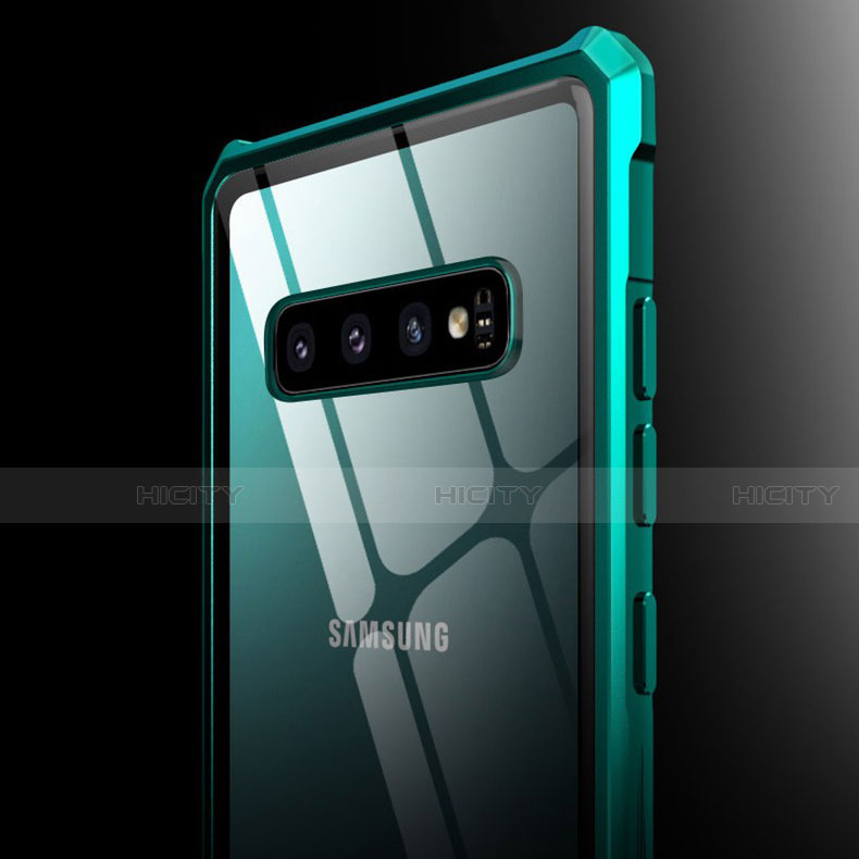 Samsung Galaxy S10 Plus用ケース 高級感 手触り良い アルミメタル 製の金属製 360度 フルカバーバンパー 鏡面 カバー T01 サムスン 