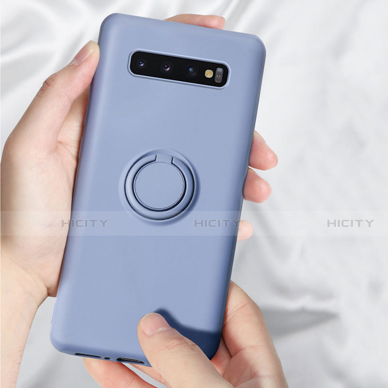 Samsung Galaxy S10 Plus用極薄ソフトケース シリコンケース 耐衝撃 全面保護 アンド指輪 マグネット式 バンパー T03 サムスン 