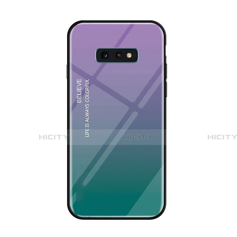 Samsung Galaxy S10e用ハイブリットバンパーケース プラスチック 鏡面 虹 グラデーション 勾配色 カバー H01 サムスン 