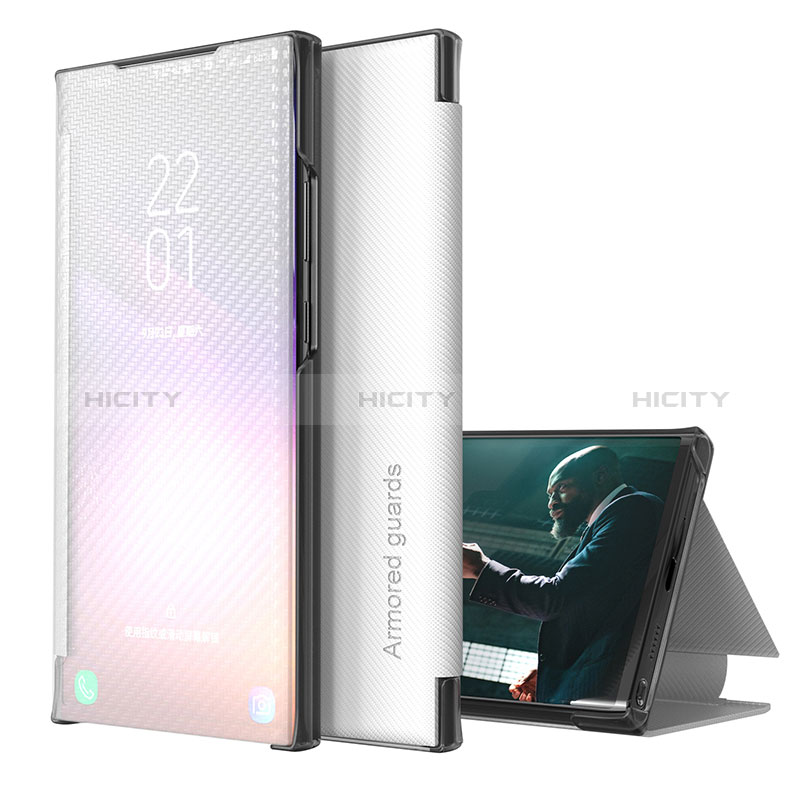 Samsung Galaxy S20用手帳型 レザーケース スタンド カバー ZL1 サムスン シルバー