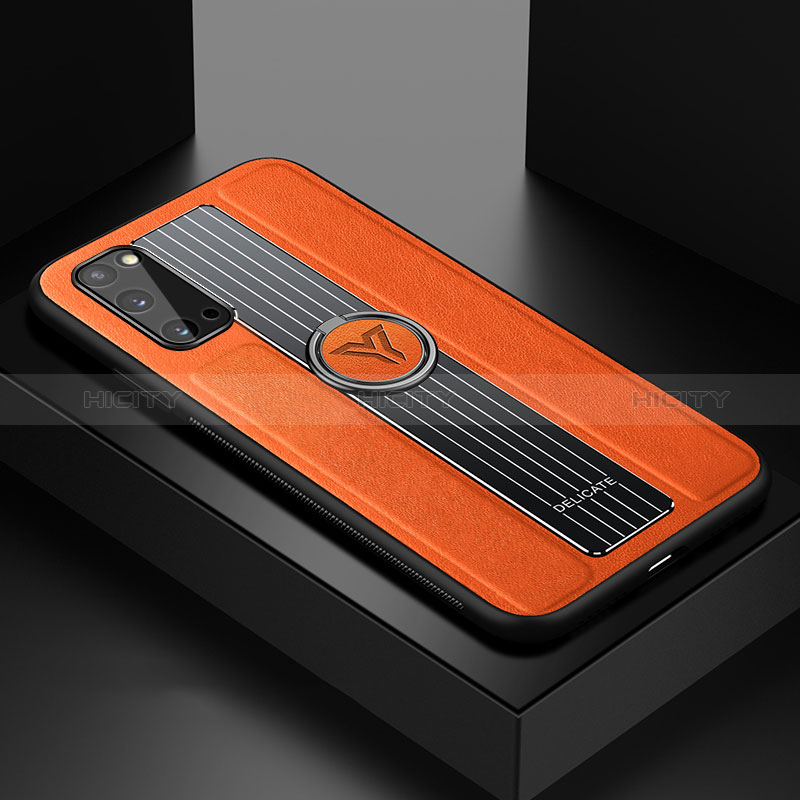 Samsung Galaxy S20用シリコンケース ソフトタッチラバー レザー柄 アンドマグネット式 FL1 サムスン オレンジ