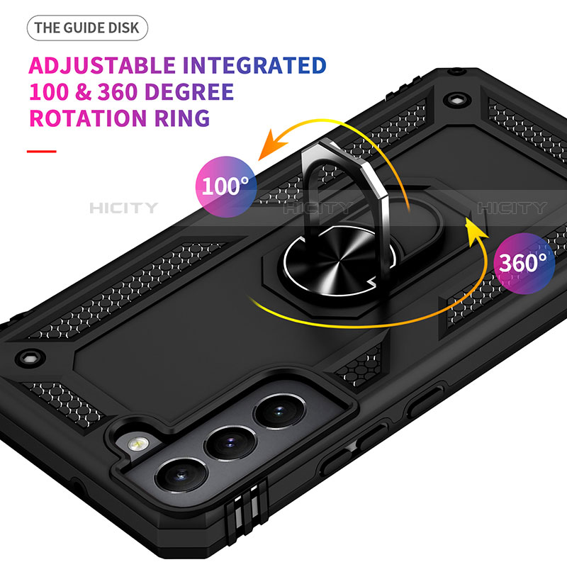 Samsung Galaxy S21 5G用ハイブリットバンパーケース プラスチック アンド指輪 マグネット式 T03 サムスン 