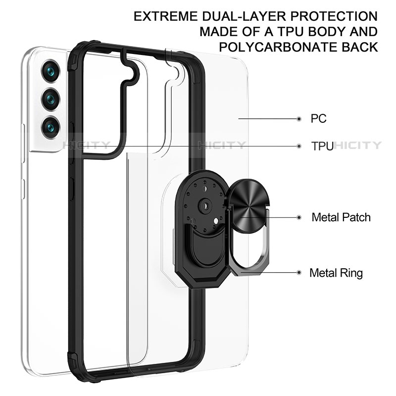 Samsung Galaxy S21 FE 5G用ハイブリットバンパーケース プラスチック アンド指輪 マグネット式 T01 サムスン 