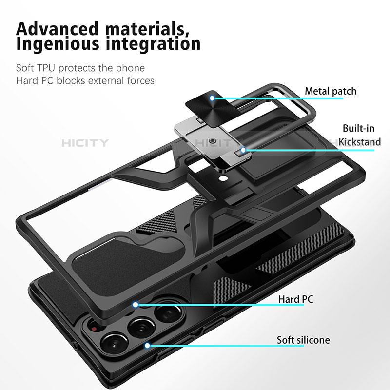 Samsung Galaxy S21 Ultra 5G用ハイブリットバンパーケース スタンド プラスチック 兼シリコーン カバー マグネット式 A05 サムスン 