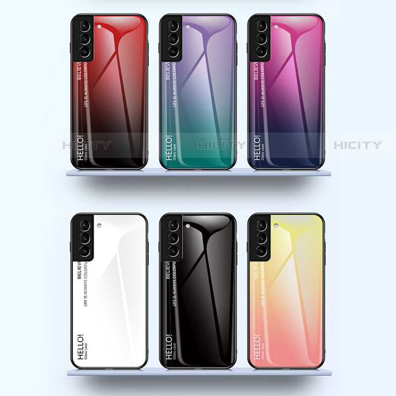 Samsung Galaxy S22 5G用ハイブリットバンパーケース プラスチック 鏡面 虹 グラデーション 勾配色 カバー M02 サムスン 