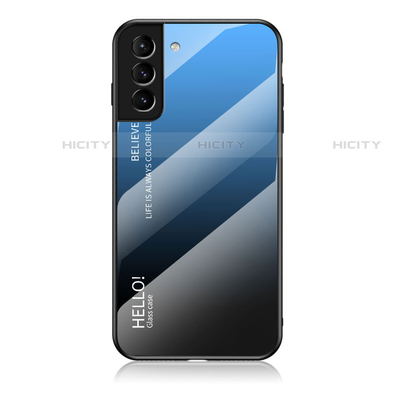 Samsung Galaxy S22 Plus 5G用ハイブリットバンパーケース プラスチック 鏡面 虹 グラデーション 勾配色 カバー M02 サムスン ネイビー
