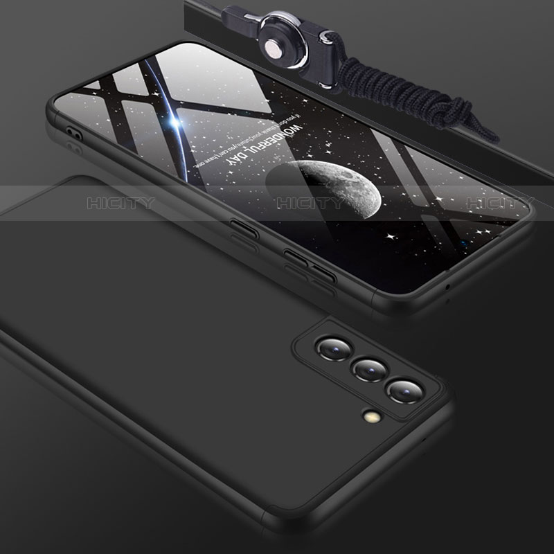 Samsung Galaxy S22 Plus 5G用ハードケース プラスチック 質感もマット 前面と背面 360度 フルカバー サムスン ブラック