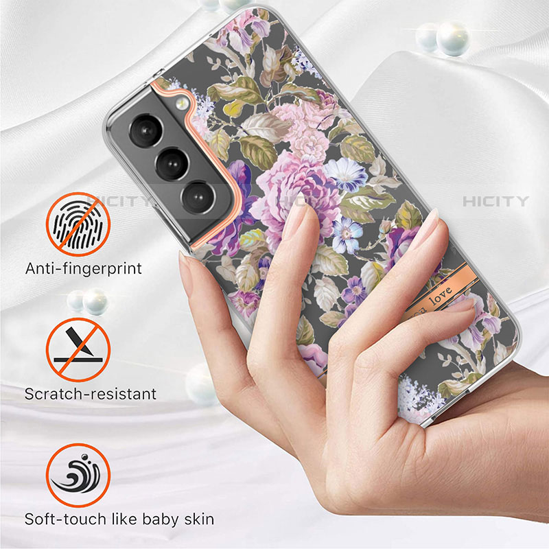 Samsung Galaxy S22 Plus 5G用シリコンケース ソフトタッチラバー 花 カバー サムスン 