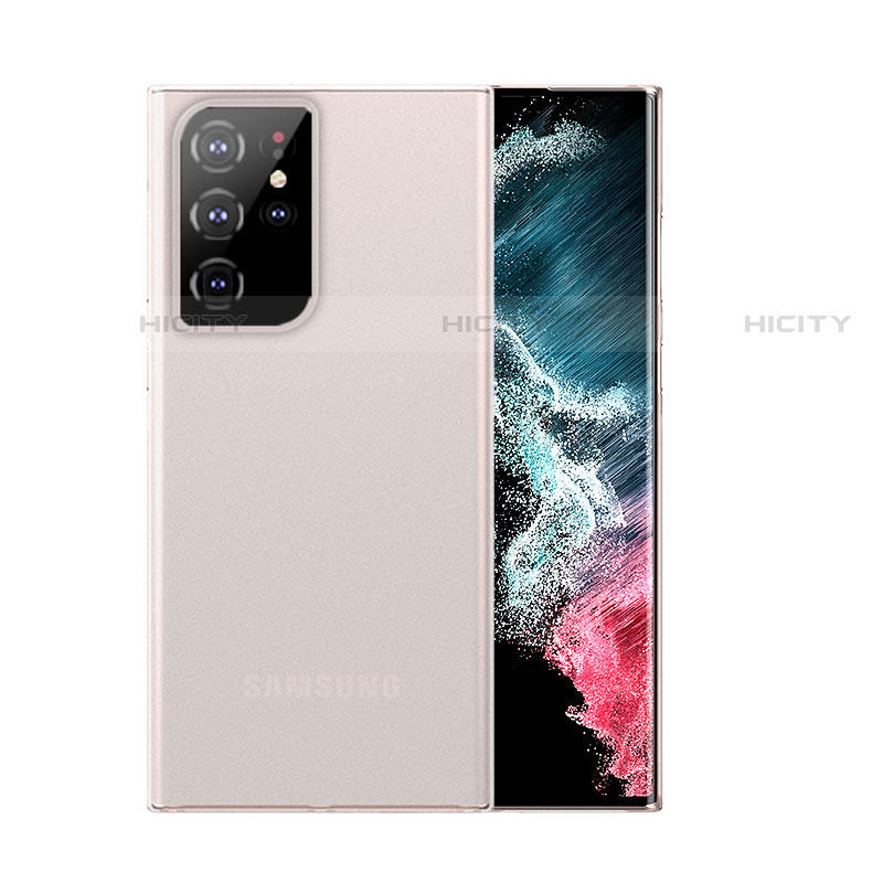 Samsung Galaxy S22 Ultra 5G用極薄ケース クリア透明 プラスチック 質感もマットU03 サムスン ホワイト
