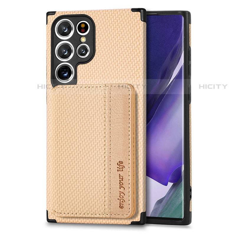 Samsung Galaxy S22 Ultra 5G用極薄ソフトケース シリコンケース 耐衝撃 全面保護 マグネット式 バンパー S04D サムスン ゴールド