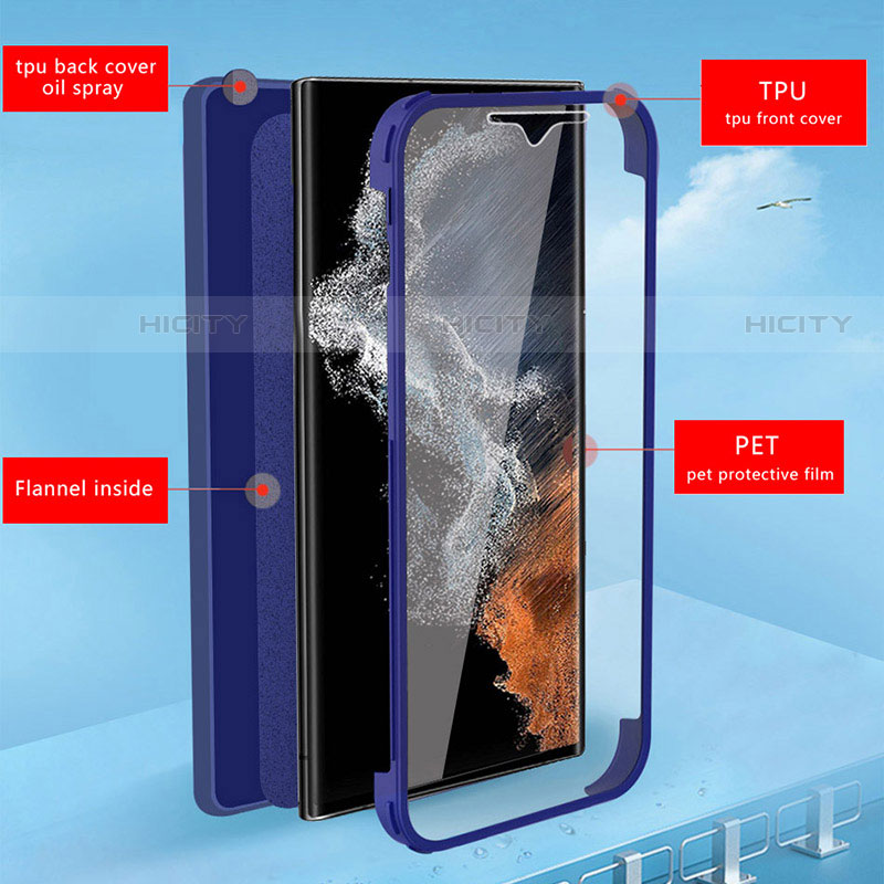 Samsung Galaxy S22 Ultra 5G用360度 フルカバー ハイブリットバンパーケース クリア透明 プラスチック カバー サムスン 