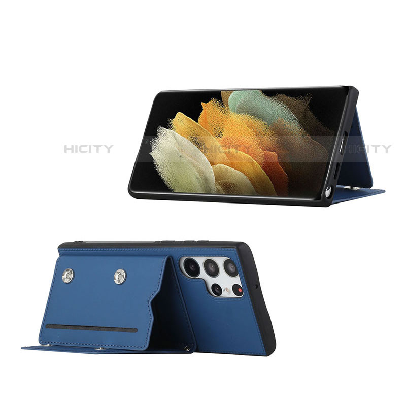 Samsung Galaxy S22 Ultra 5G用ケース 高級感 手触り良いレザー柄 Y01B サムスン 