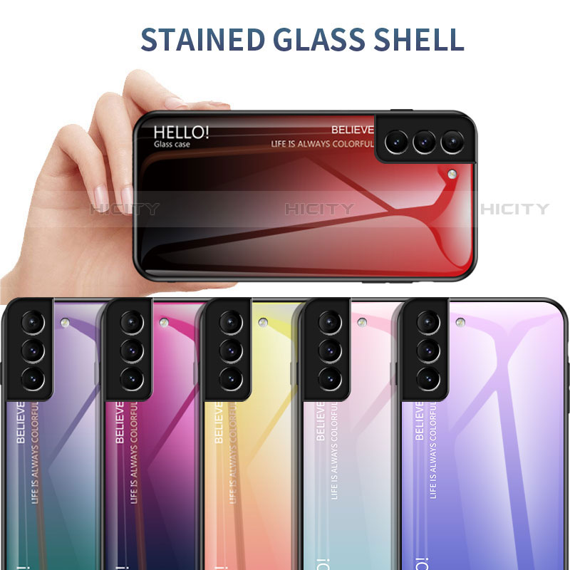 Samsung Galaxy S23 5G用ハイブリットバンパーケース プラスチック 鏡面 虹 グラデーション 勾配色 カバー M02 サムスン 