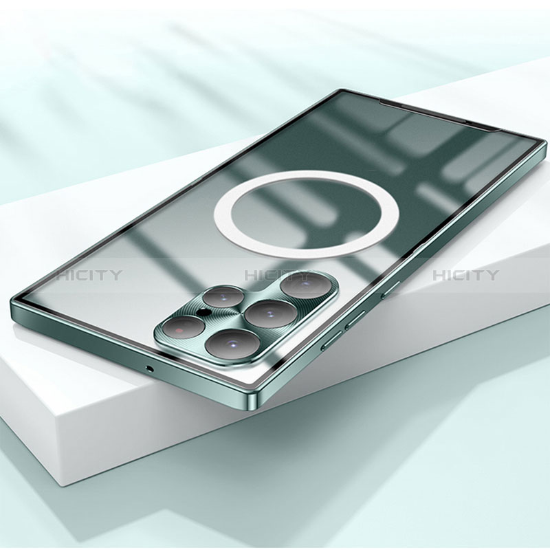 Samsung Galaxy S23 Ultra 5G用ケース 高級感 手触り良い メタル兼プラスチック バンパー Mag-Safe 磁気 Magnetic サムスン グリーン
