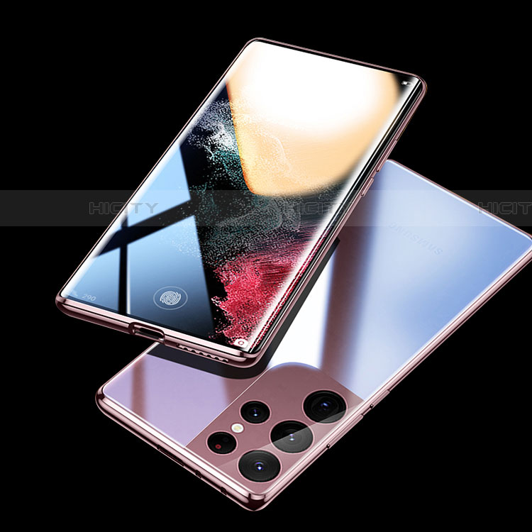 Samsung Galaxy S23 Ultra 5G用ケース 高級感 手触り良い アルミメタル 製の金属製 360度 フルカバーバンパー 鏡面 カバー M03 サムスン 