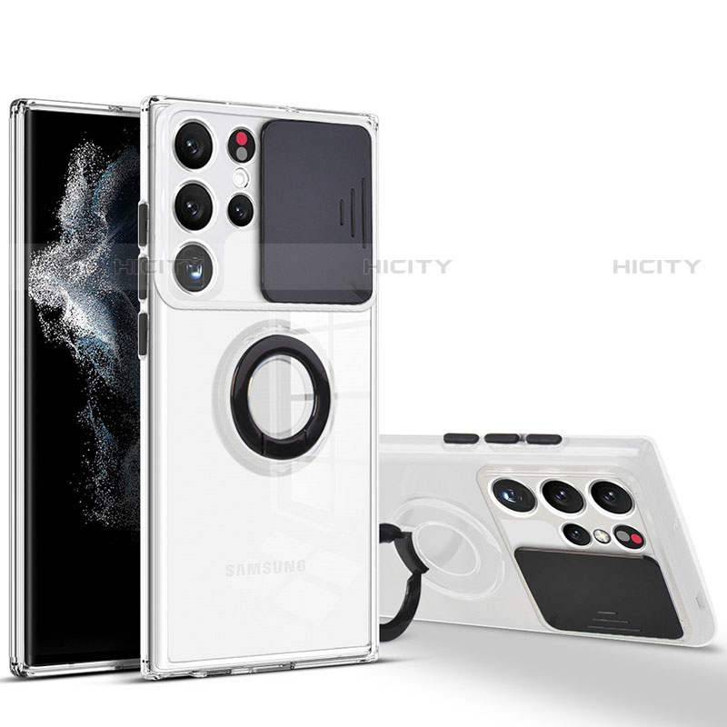 Samsung Galaxy S23 Ultra 5G用極薄ソフトケース シリコンケース 耐衝撃 全面保護 クリア透明 アンド指輪 S03 サムスン 