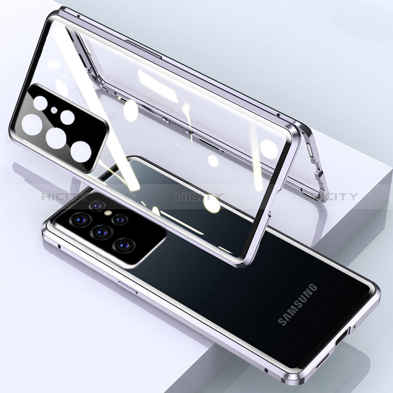 Samsung Galaxy S24 Ultra 5G用ケース 高級感 手触り良い アルミメタル 製の金属製 360度 フルカバーバンパー 鏡面 カバー M01 サムスン 