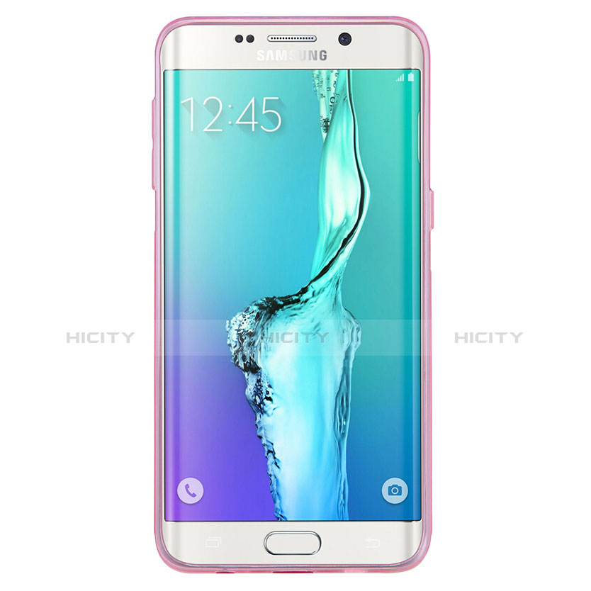 Samsung Galaxy S6 Edge+ Plus SM-G928F用極薄ソフトケース シリコンケース 耐衝撃 全面保護 クリア透明 T04 サムスン ピンク