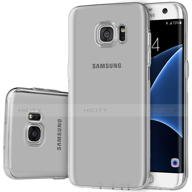 Samsung Galaxy S7 Edge G935F用極薄ソフトケース シリコンケース 耐衝撃 全面保護 クリア透明 H01 サムスン グレー