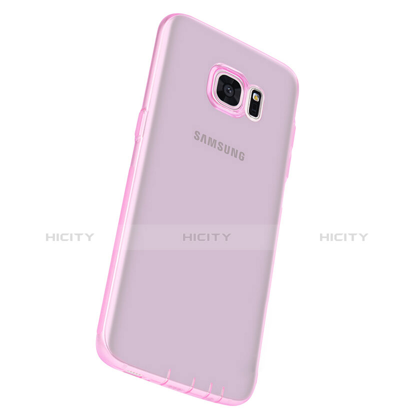 Samsung Galaxy S7 Edge G935F用極薄ソフトケース シリコンケース 耐衝撃 全面保護 クリア透明 T07 サムスン ピンク