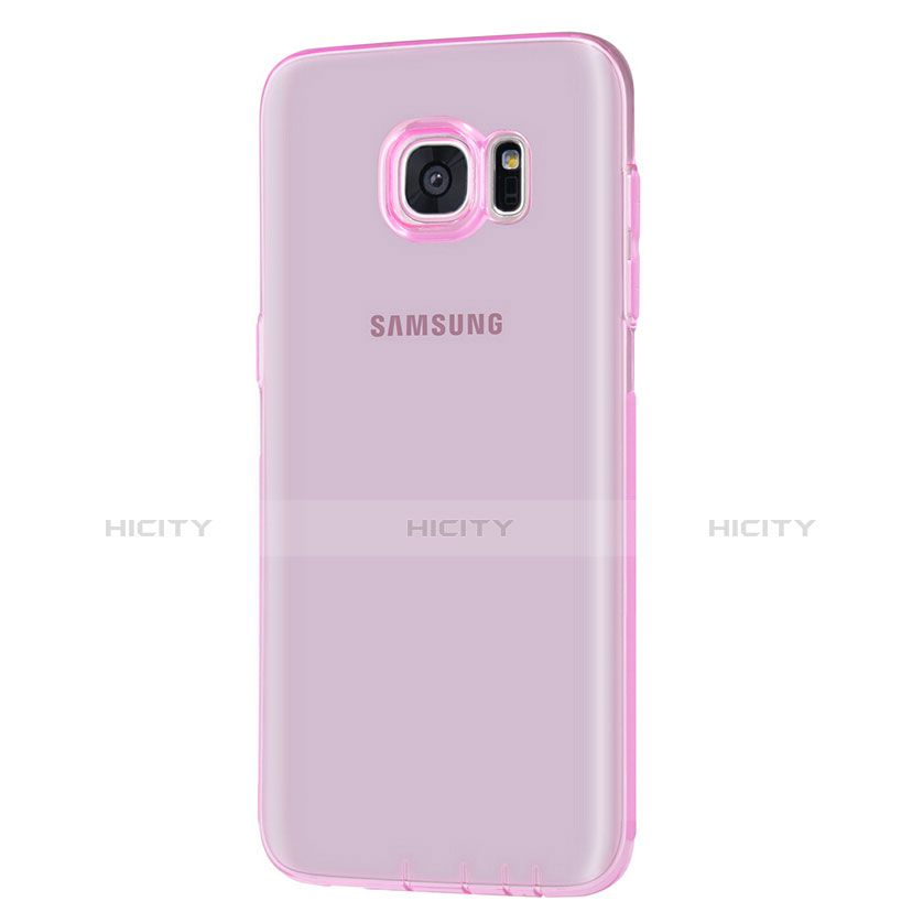Samsung Galaxy S7 Edge G935F用極薄ソフトケース シリコンケース 耐衝撃 全面保護 クリア透明 T07 サムスン ピンク