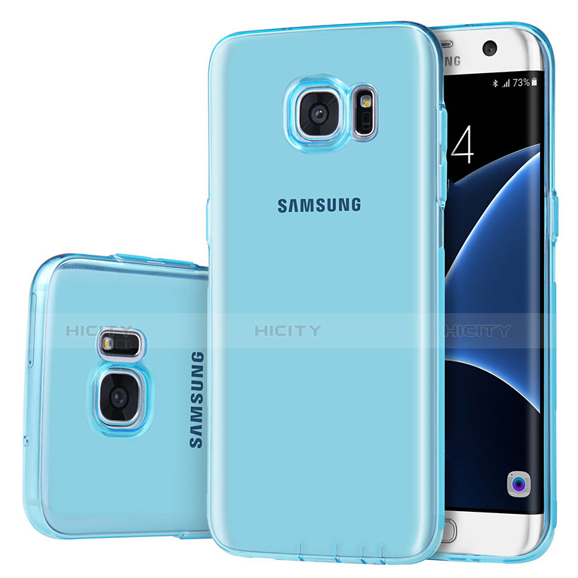 Samsung Galaxy S7 Edge G935F用極薄ソフトケース シリコンケース 耐衝撃 全面保護 クリア透明 T07 サムスン ネイビー