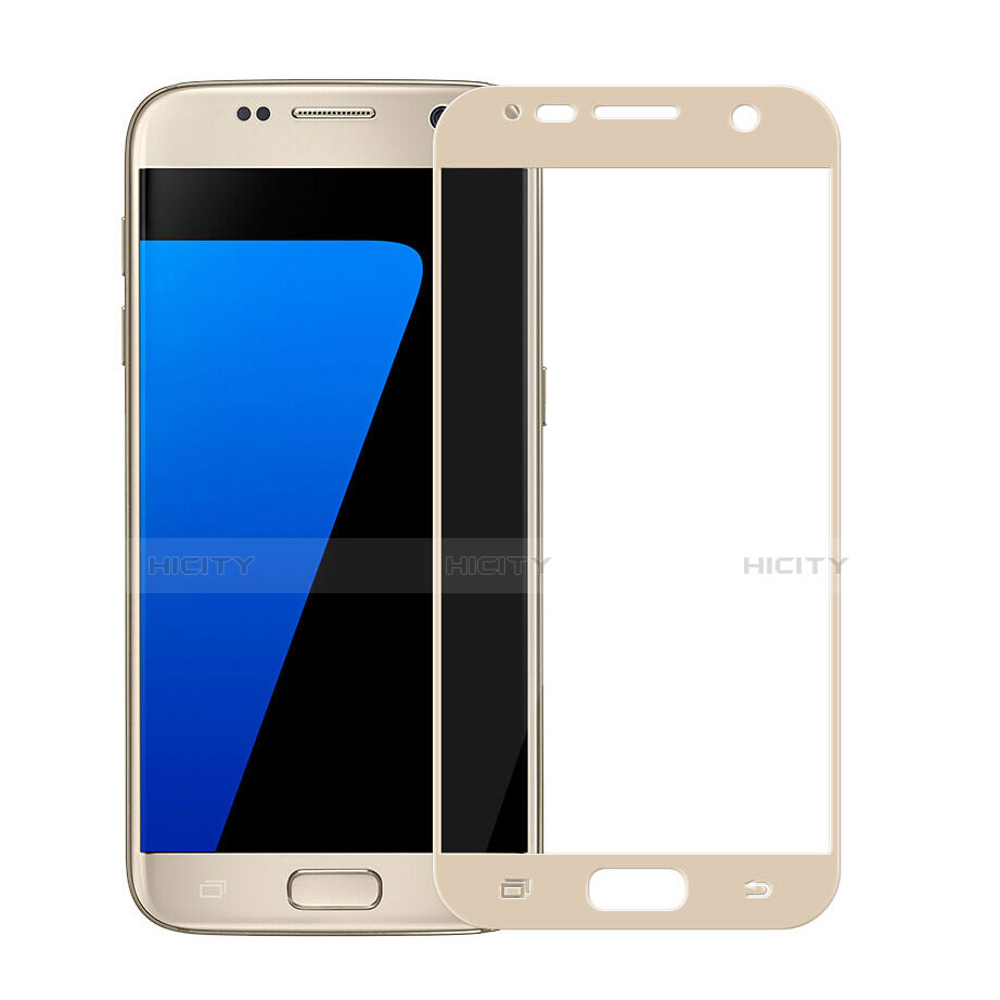 Samsung Galaxy S7 G930F G930FD用強化ガラス フル液晶保護フィルム サムスン ゴールド