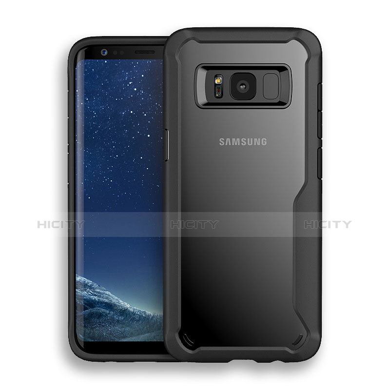 Samsung Galaxy S8用ハイブリットバンパーケース クリア透明 プラスチック サムスン ブラック