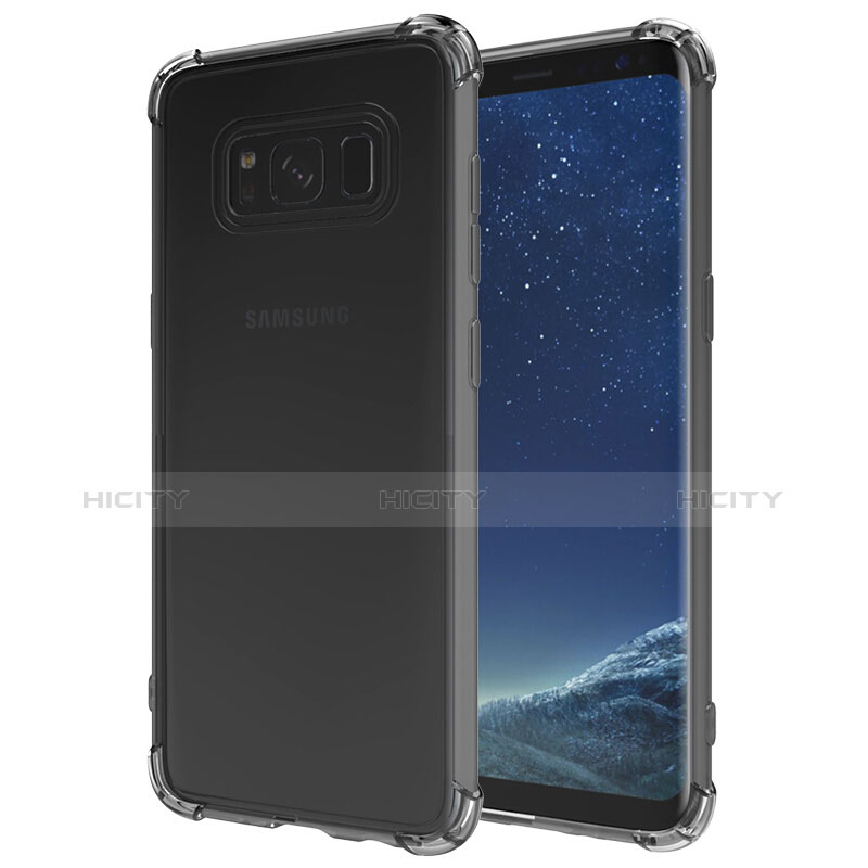 Samsung Galaxy S8用極薄ソフトケース シリコンケース 耐衝撃 全面保護 クリア透明 T10 サムスン グレー