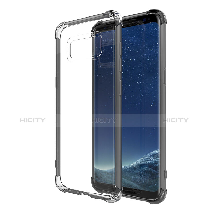 Samsung Galaxy S8用極薄ソフトケース シリコンケース 耐衝撃 全面保護 クリア透明 T10 サムスン グレー