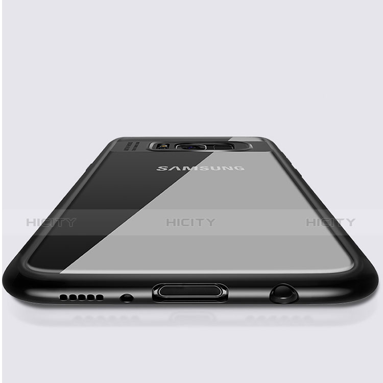 Samsung Galaxy S8用ハイブリットバンパーケース クリア透明 プラスチック 鏡面 サムスン ブラック