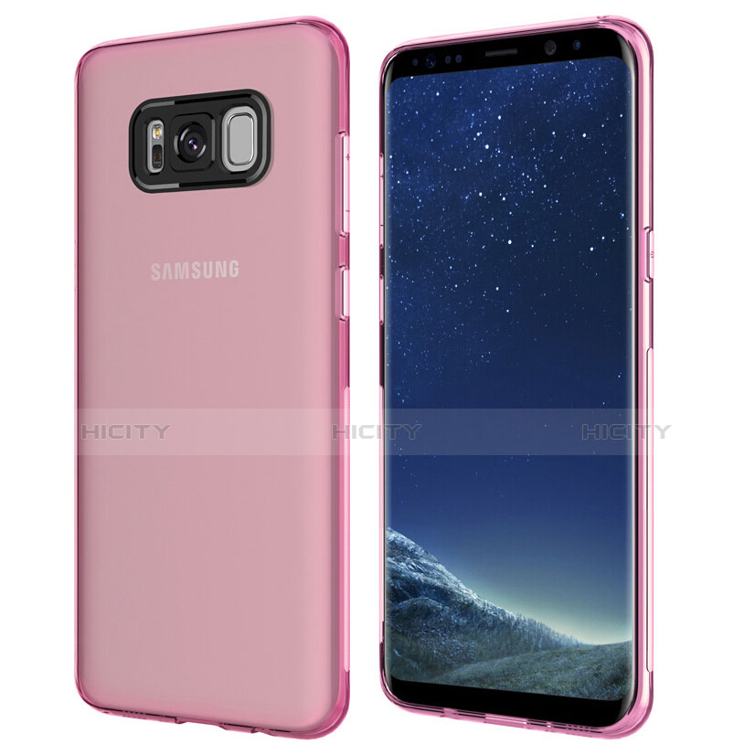 Samsung Galaxy S8用極薄ソフトケース シリコンケース 耐衝撃 全面保護 クリア透明 T15 サムスン ピンク