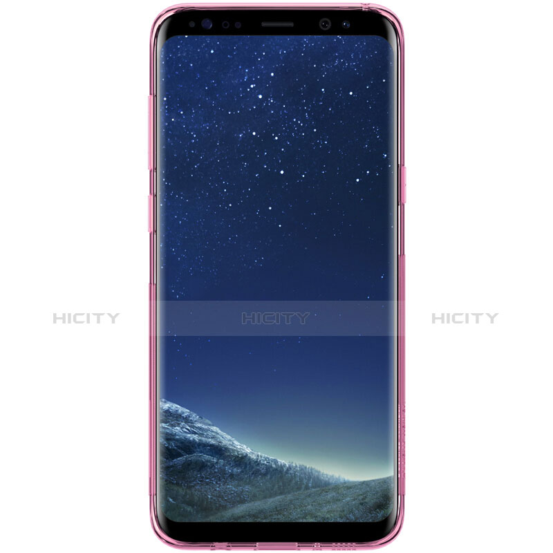 Samsung Galaxy S8用極薄ソフトケース シリコンケース 耐衝撃 全面保護 クリア透明 T15 サムスン ピンク