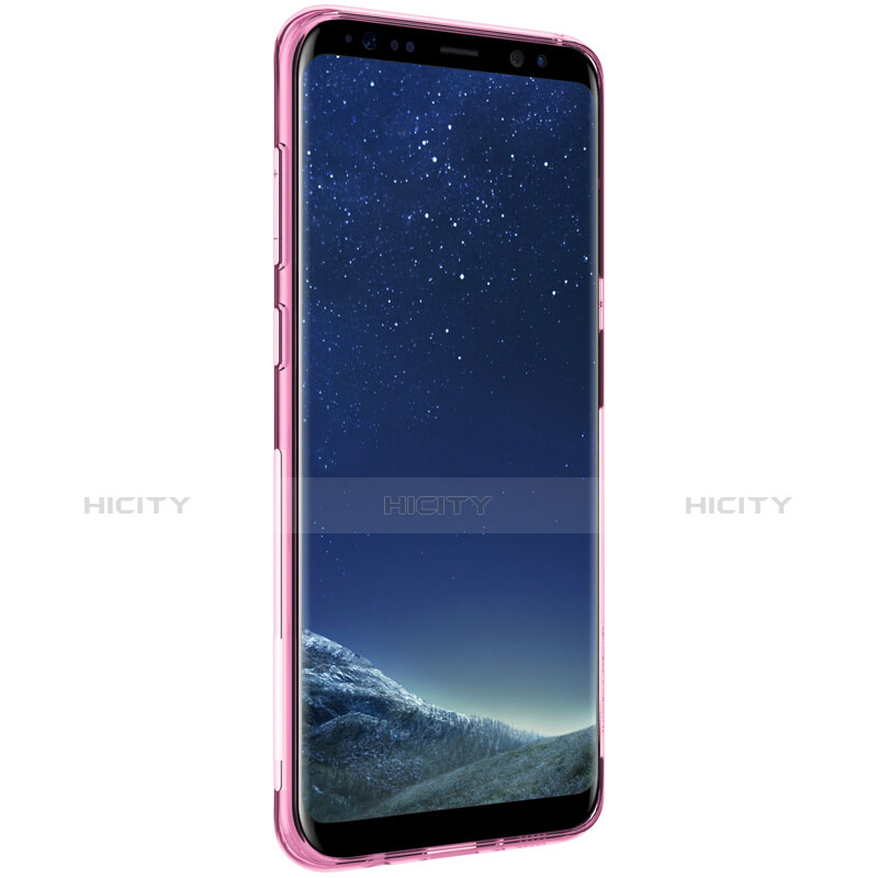 Samsung Galaxy S8用極薄ソフトケース シリコンケース 耐衝撃 全面保護 クリア透明 T15 サムスン ピンク