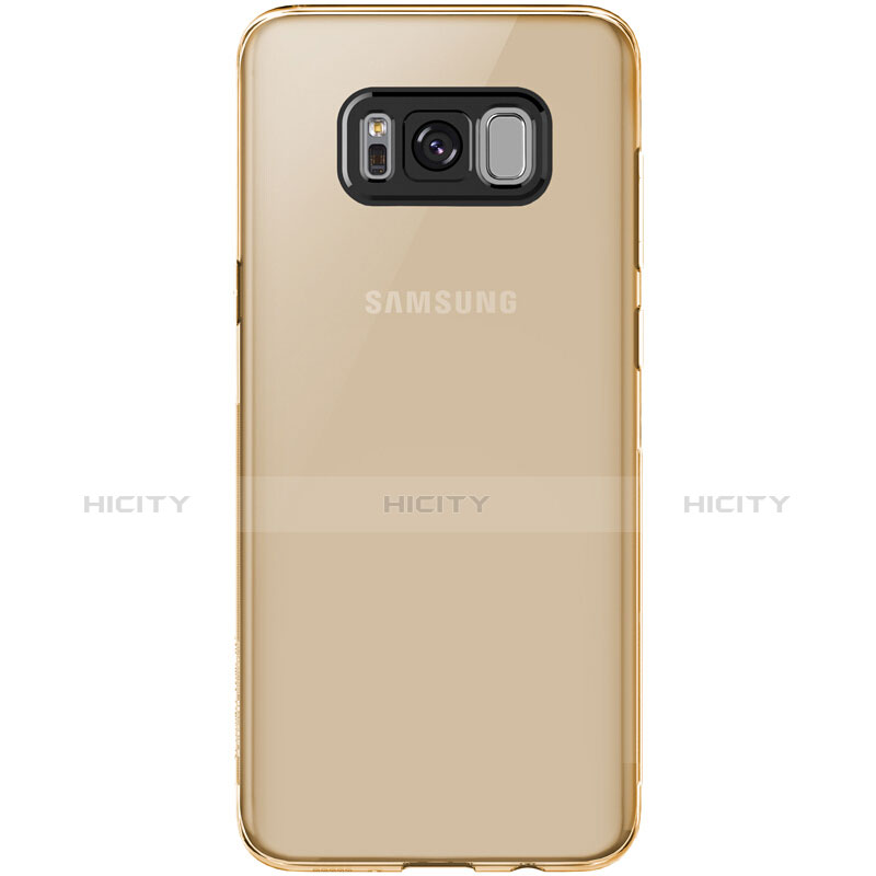 Samsung Galaxy S8用極薄ソフトケース シリコンケース 耐衝撃 全面保護 クリア透明 T15 サムスン ゴールド