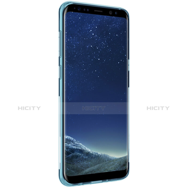 Samsung Galaxy S8用極薄ソフトケース シリコンケース 耐衝撃 全面保護 クリア透明 T15 サムスン ネイビー