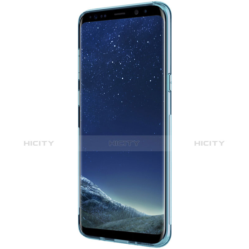 Samsung Galaxy S8用極薄ソフトケース シリコンケース 耐衝撃 全面保護 クリア透明 T15 サムスン ネイビー