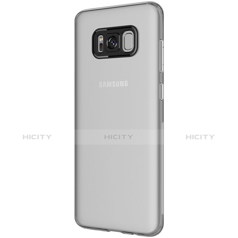 Samsung Galaxy S8用極薄ソフトケース シリコンケース 耐衝撃 全面保護 クリア透明 T15 サムスン グレー