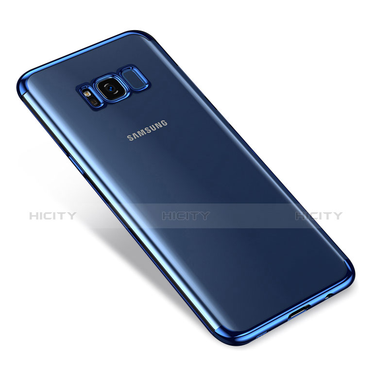 Samsung Galaxy S8用極薄ソフトケース シリコンケース 耐衝撃 全面保護 クリア透明 T17 サムスン ネイビー