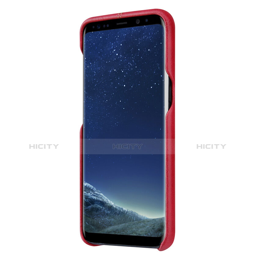 Samsung Galaxy S8用ケース 高級感 手触り良いレザー柄 L01 サムスン レッド