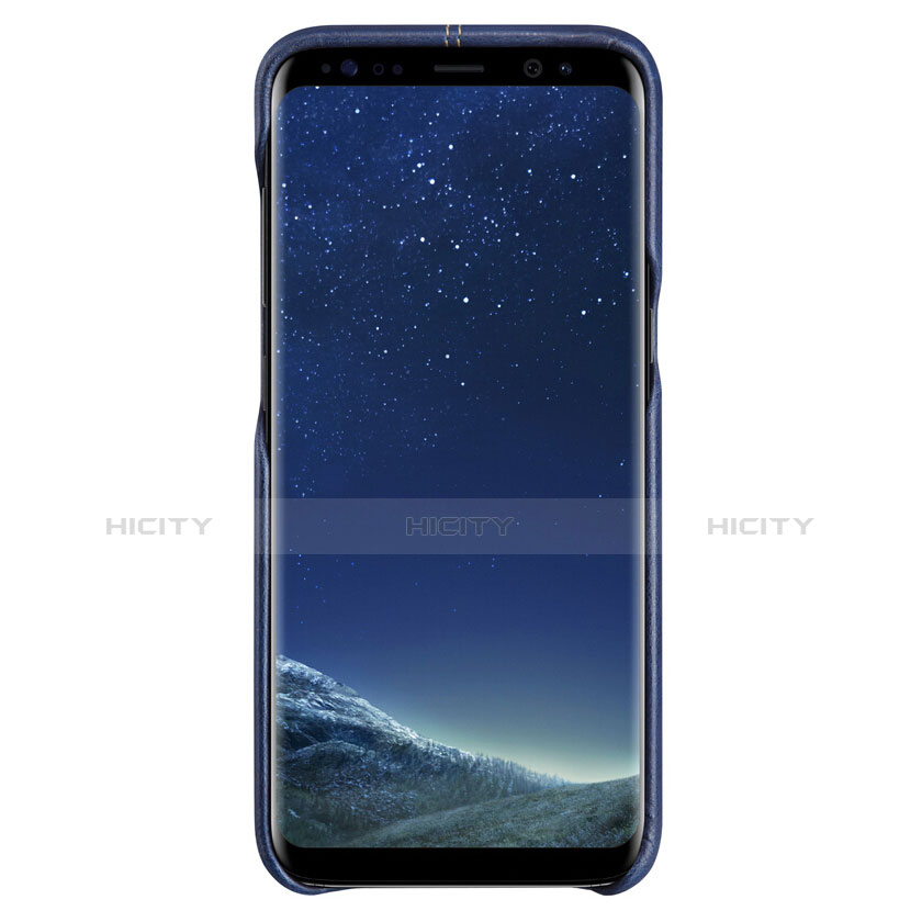 Samsung Galaxy S8用ケース 高級感 手触り良いレザー柄 L01 サムスン ネイビー