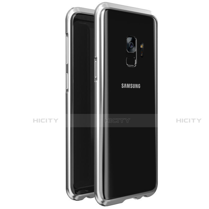 Samsung Galaxy S9用ケース 高級感 手触り良い アルミメタル 製の金属製 360度 フルカバーバンパー 鏡面 カバー M01 サムスン シルバー