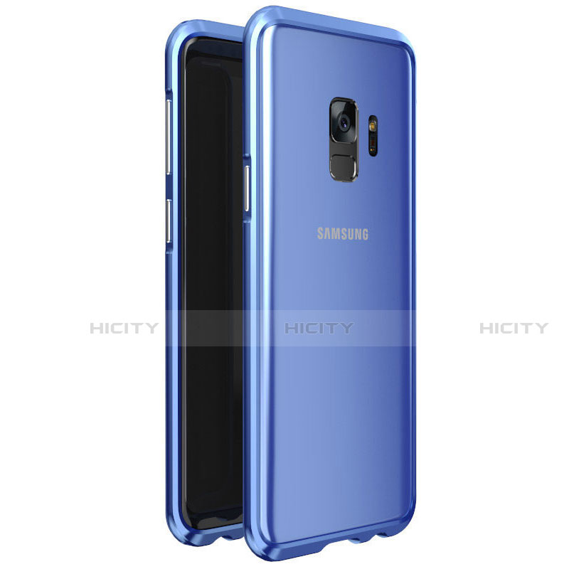 Samsung Galaxy S9用ケース 高級感 手触り良い アルミメタル 製の金属製 360度 フルカバーバンパー 鏡面 カバー M01 サムスン ネイビー