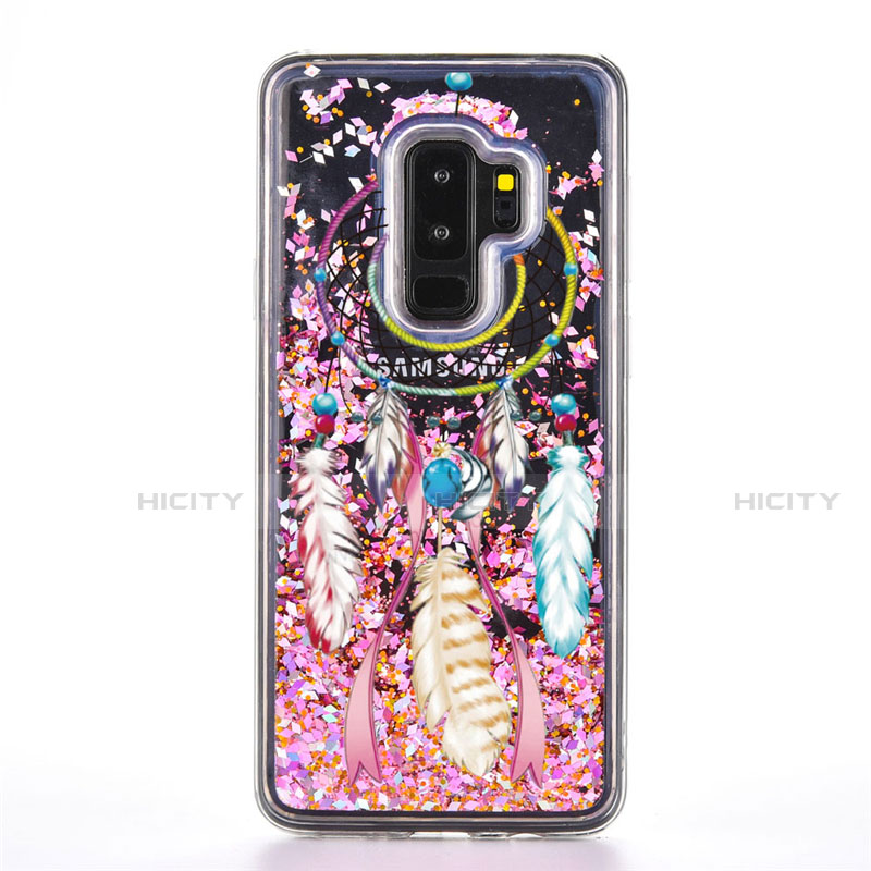 Samsung Galaxy S9 Plus用シリコンケース ソフトタッチラバー バタフライ パターン カバー K01 サムスン ピンク