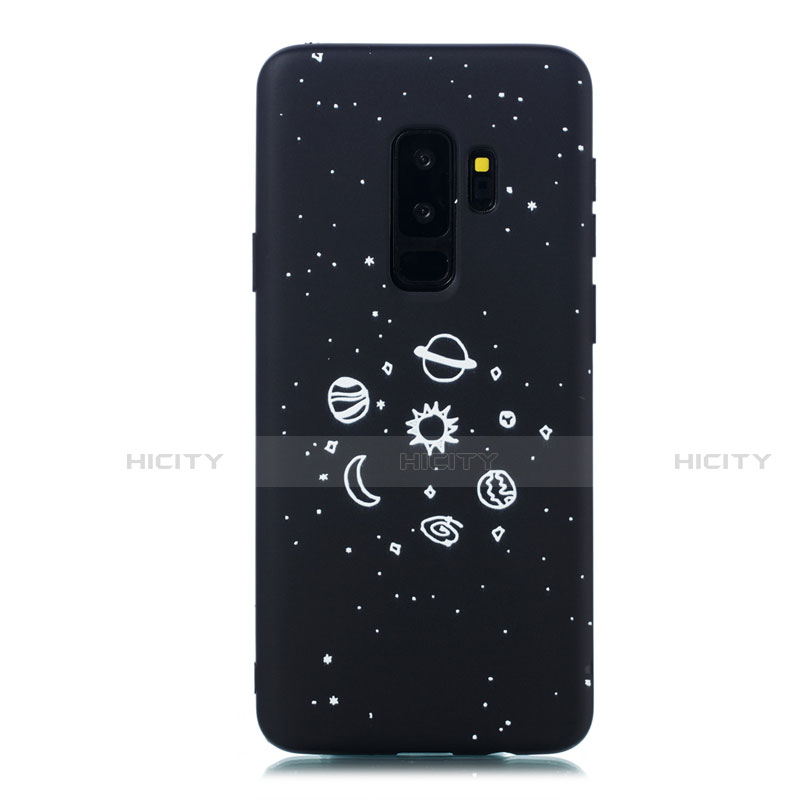 Samsung Galaxy S9 Plus用シリコンケース ソフトタッチラバー バタフライ 星空 カバー サムスン ブラック