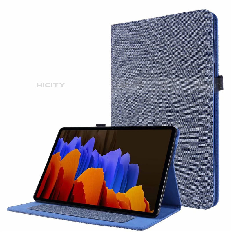 Samsung Galaxy Tab S7 11 Wi-Fi SM-T870用手帳型 布 スタンド サムスン ネイビー