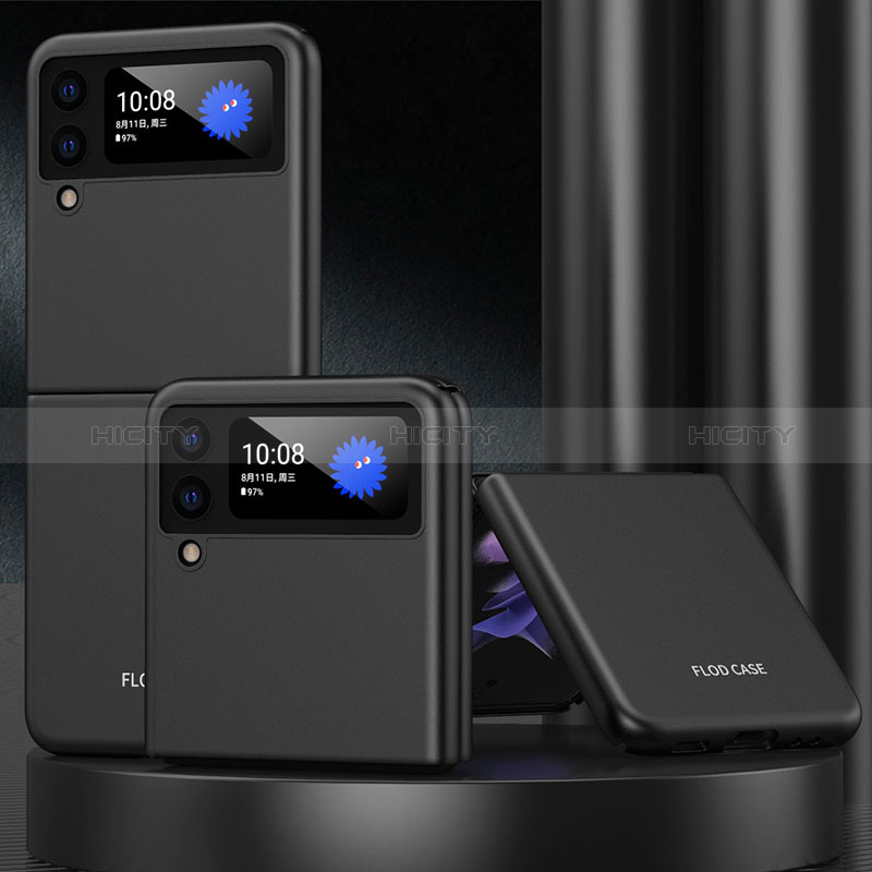 Samsung Galaxy Z Flip3 5G用ハードケース プラスチック 質感もマット カバー L09 サムスン ブラック